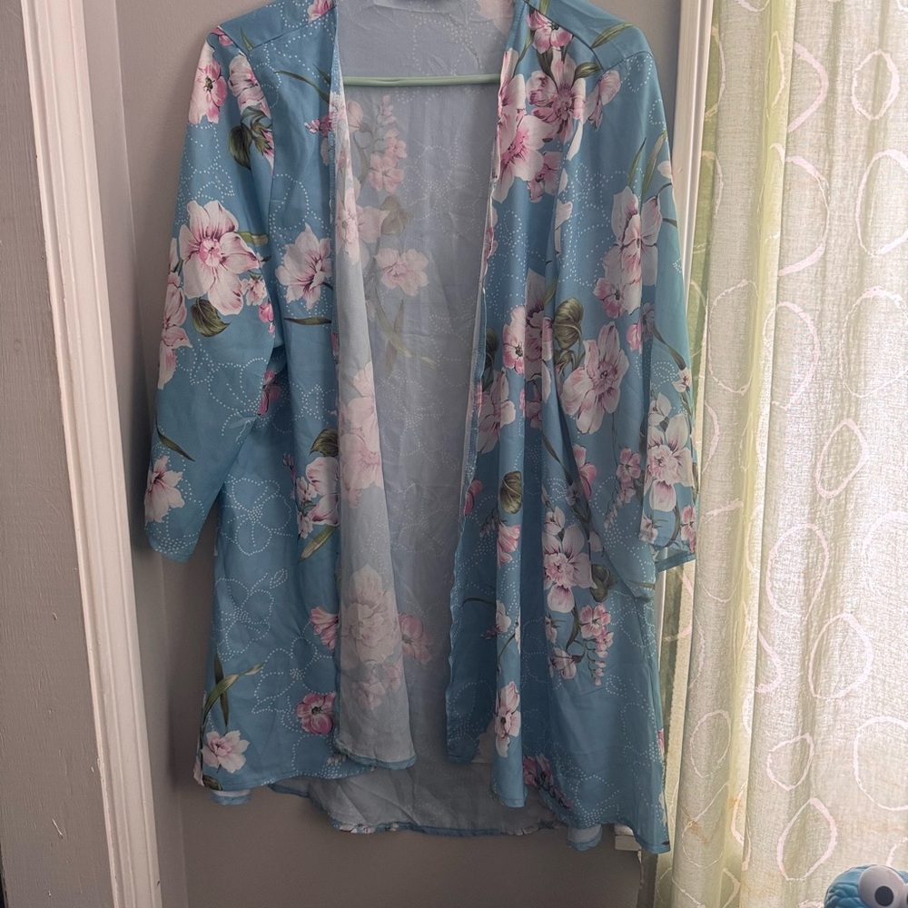 Floral Blue Kimono Cardigan